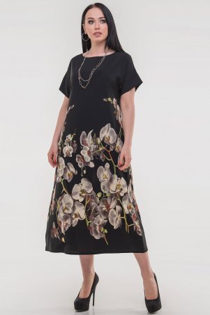 V&V: Платье 2834.32 черное с орхидеями 2834.32 - фото 1