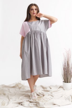 New Style: Платье 1343_серо/розовый - фото 1