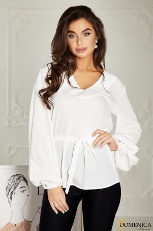 Domenica: Свободная белая блуза - Р 2518 L - фото 1