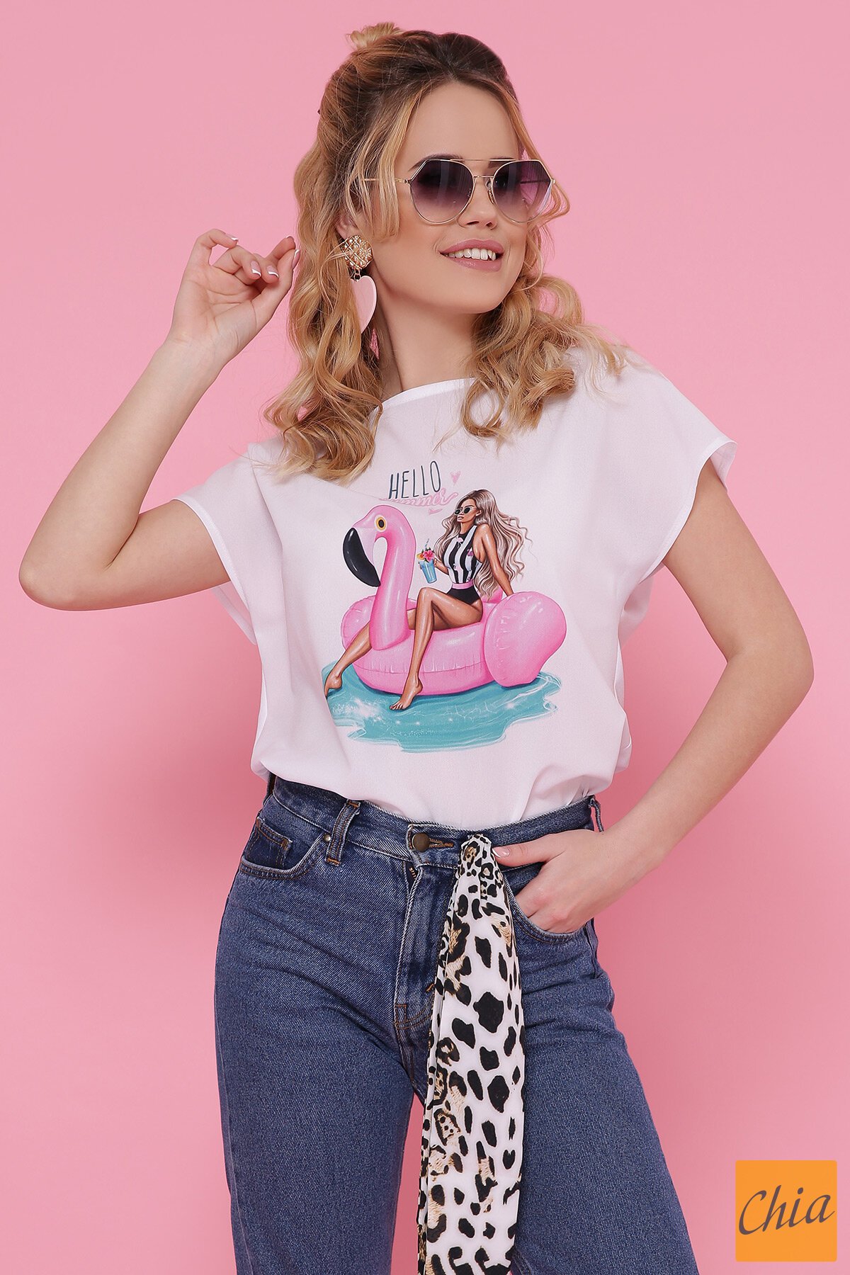 Девушка с кругом Блуза Мира-2 б/р белый