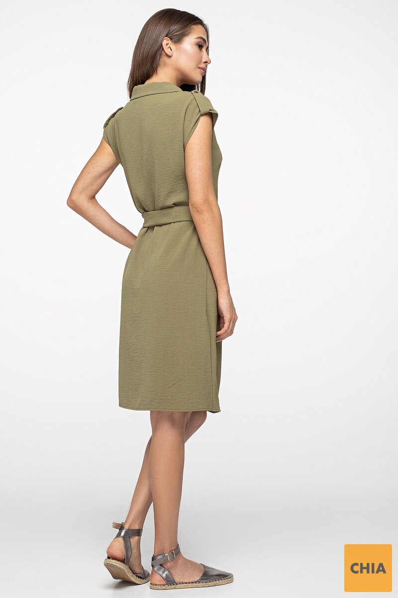 Платье-рубашка цвета хаки
