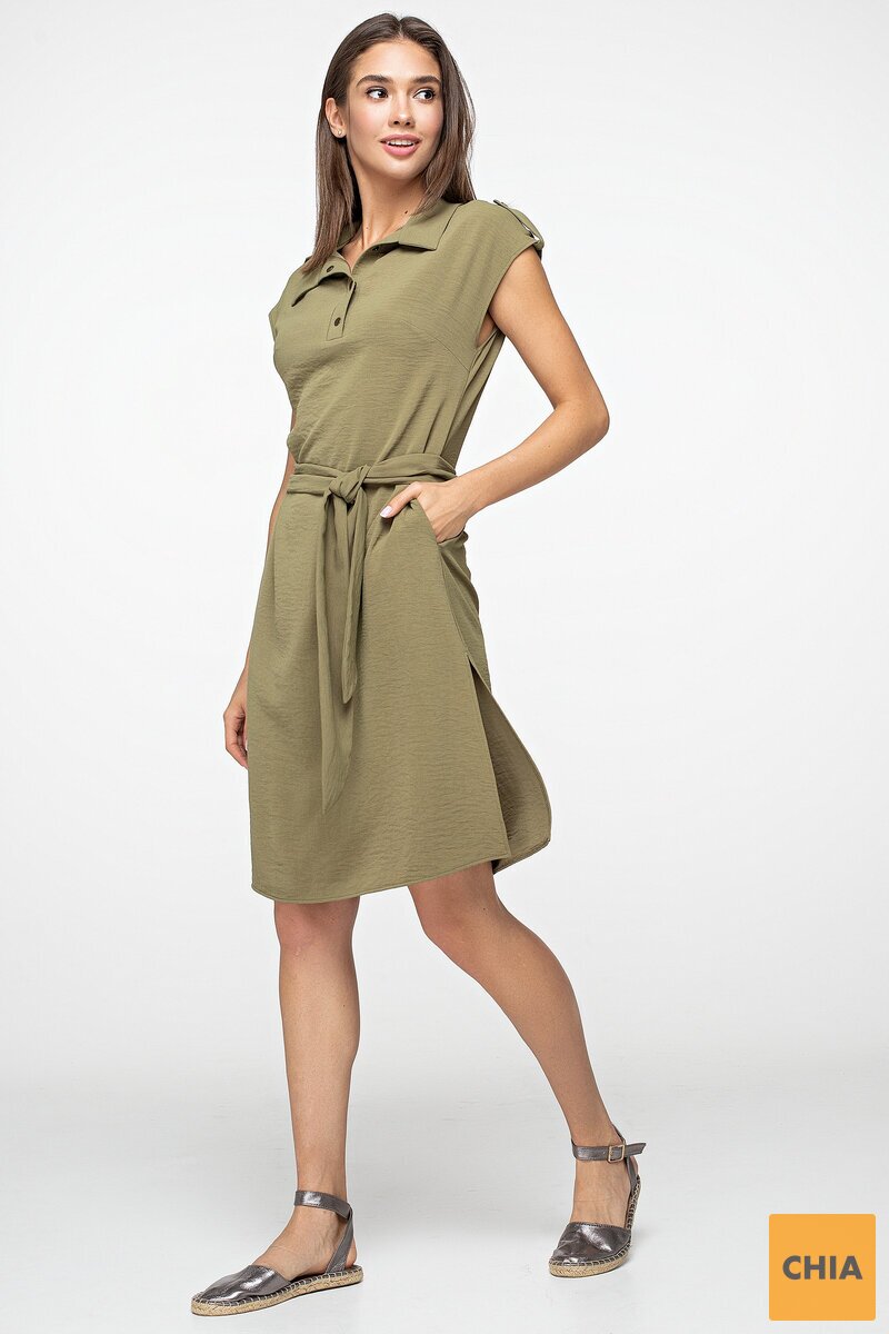 Платье-рубашка цвета хаки