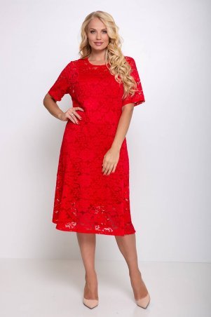 Tatiana: Гипюровое платье с чехлом ИВОНА красное - фото 1