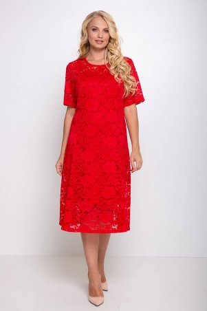 Tatiana: Гипюровое платье с чехлом ИВОНА красное - фото 3