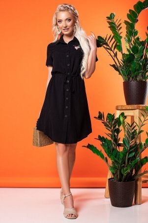 Garda: Черное Платье-Рубашка С Вышивкой Колибри 300848 - фото 1