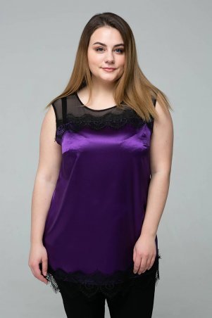 Tatiana: Атласная блуза с кружевом ТОНИ фиолетовая - фото 1