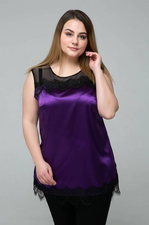 Tatiana: Атласная блуза с кружевом ТОНИ фиолетовая - фото 3