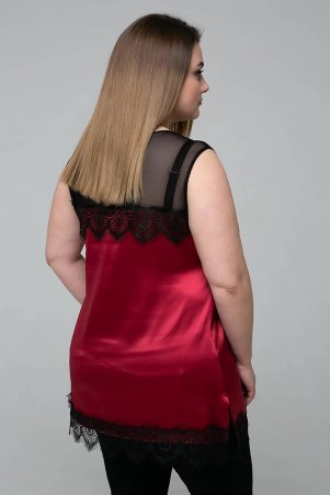 Tatiana: Атласная блуза с кружевом ТОНИ бордо - фото 3