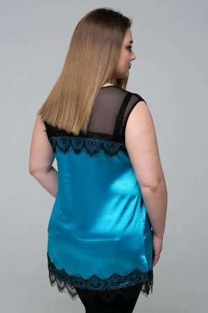 Tatiana: Атласная блуза с кружевом ТОНИ голубая - фото 2