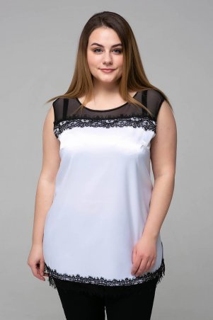 Tatiana: Атласная блуза с кружевом ТОНИ белая - фото 1