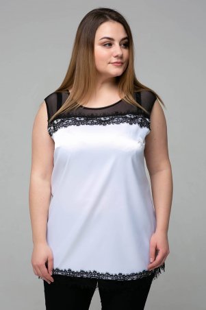 Tatiana: Атласная блуза с кружевом ТОНИ белая - фото 3
