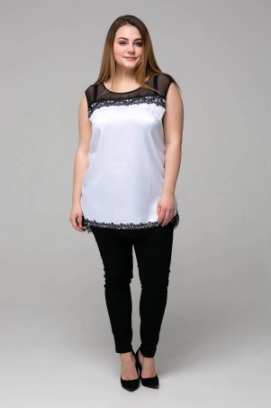 Tatiana: Атласная блуза с кружевом ТОНИ белая - фото 4