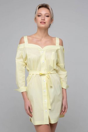 Zefir: Платье-сарафан с открытыми плечами BLANSH бледно-желтое - фото 2