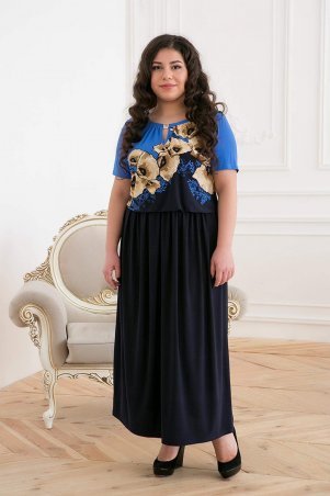 Tatiana: Длинное платье с голубым принтом ЕЛЕНА голубое - фото 1