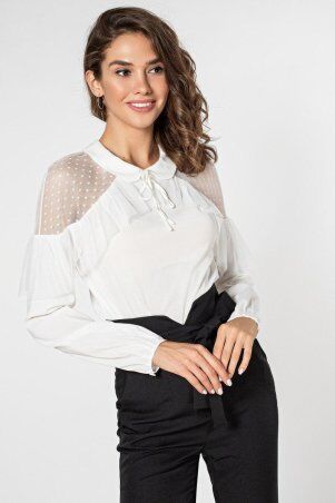 Itelle: Біла блуза з довгим рукавом і фатіновой воланом на плечах Кейт 21156 - фото 1