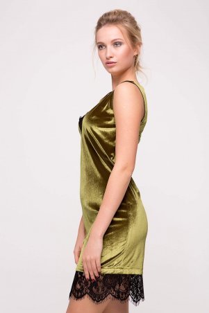 Zefir: Бархатное платье с кружевом BLIK желтое - фото 2