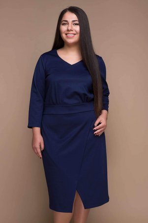 Tatiana: Платье с имитацией запаха КЕЛЛИ темно-синее - фото 2