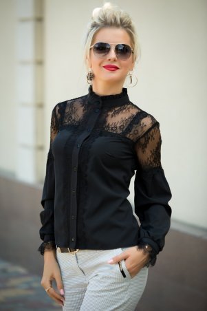 Bisou: Кружевная чёрная блузка 1341 - фото 1