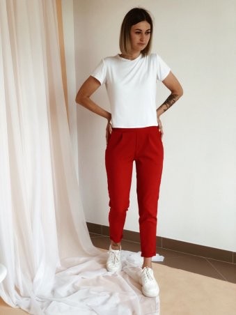 Immagine: Укороченные брюки женские красные 1771 (красный) - фото 1