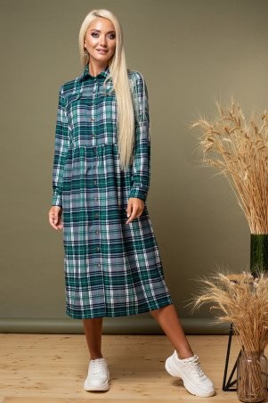 Garda: Платье-Рубашка В Зеленую Клетку На Кнопках 300882 - фото 1