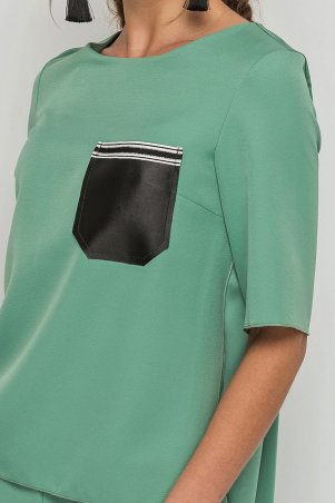 TessDress: Кофта с карманом из эко-кожи "Уля" 5108 - фото 4