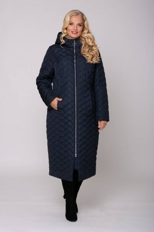 Tatiana: Стеганое пальто с капюшоном ЭЛИН темно-синее - фото 1