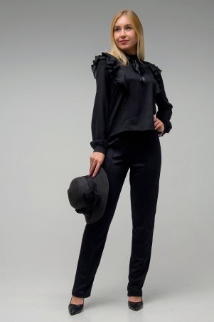 First Land Fashion: Блуза Мимоза черная СБМ2622 - фото 2
