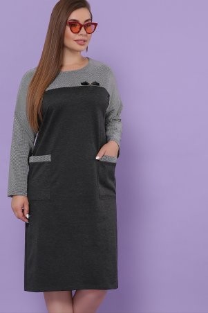 Glem: Платье Джоси-БФ д/р т.серый-лапка м.черная p51159 - фото 1