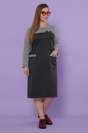 Glem: Платье Джоси-БФ д/р т.серый-лапка м.черная p51159 - фото 2