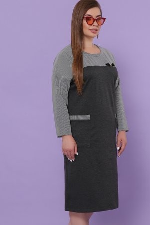 Glem: Платье Джоси-БФ д/р т.серый-лапка м.черная p51159 - фото 3