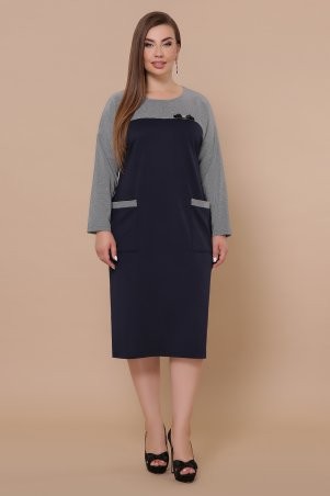 Glem: Платье Джоси-Б д/р синий-лапка м.черная p51158 - фото 1