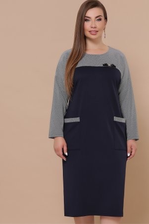 Glem: Платье Джоси-Б д/р синий-лапка м.черная p51158 - фото 2