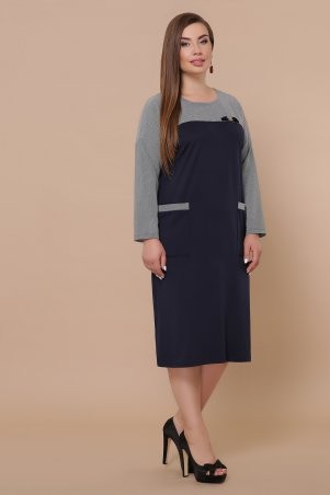 Glem: Платье Джоси-Б д/р синий-лапка м.черная p51158 - фото 3