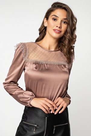 Itelle: Шелковая блуза кофейного цвета Моли 21176 - фото 1