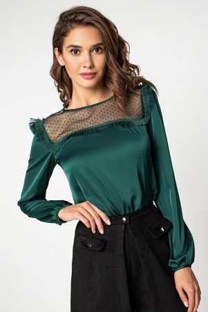 Itelle: Шелковая блуза изумрудного цвета Лори 21174 - фото 1