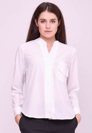 Zarema: Классическая блузка с карманом на груди белая za2052-2 - фото 1