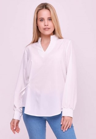 Zarema: Женская блузка с регулируемой кулиской на боку белая za2051-2 - фото 1