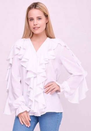 Zarema: Женская блуза с рюшами белая za2045-1 - фото 1