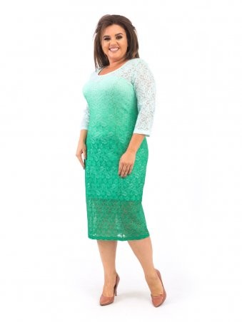 Ninele Style: Романтическое  гипюровое женское платье зеленого цвета 383 - фото 2