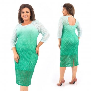 Ninele Style: Романтическое  гипюровое женское платье зеленого цвета 383 - фото 4