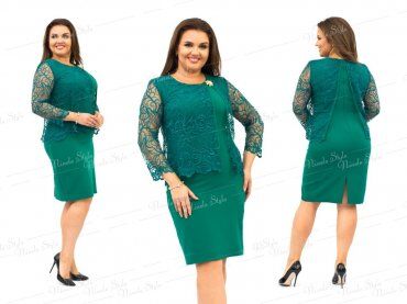 Ninele Style: Зеленое нарядное женское платье с накидкой 247-1 - фото 4