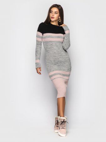 Larionoff: Платье вязаное Alyaska Черный-розовый-серый 001088 - фото 1