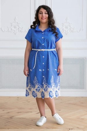 Tatiana: Платье с купоном из прошвы ДЕРСИ голубое - фото 1