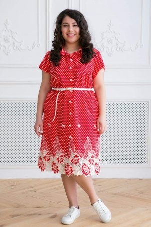 Tatiana: Платье с купоном из прошвы ДЕРСИ красное - фото 1