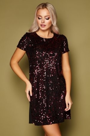 Glem: Платье Ираида к/р черный-бордо p52495 - фото 1