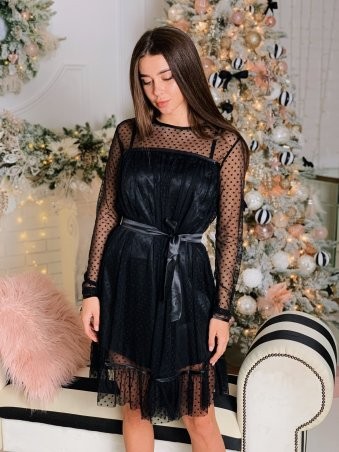 K&ML: Коктейльное черное платье в горошек 507 - фото 2
