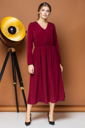 Garda: Бордовое Платье С V-Образным Вырезом И Пуговицами 300908 - фото 1