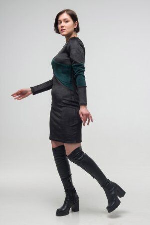 First Land Fashion: Платье Махаон черное с зеленым ТПМ 2813 - фото 3