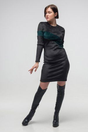 First Land Fashion: Платье Махаон черное с зеленым ТПМ 2813 - фото 4