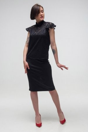 First Land Fashion: Блузка Дюшес черная ТБД 2744 - фото 2